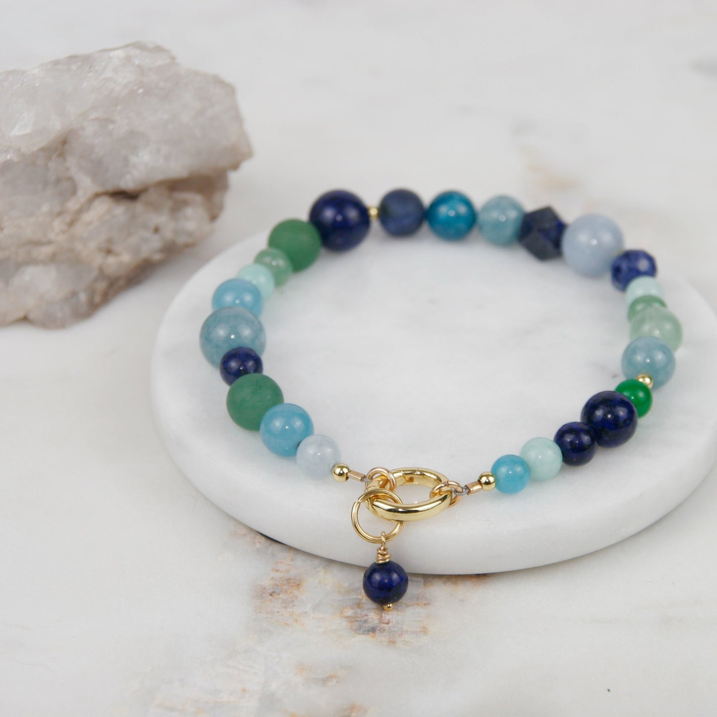 Blues and Greens Bead Bracelet