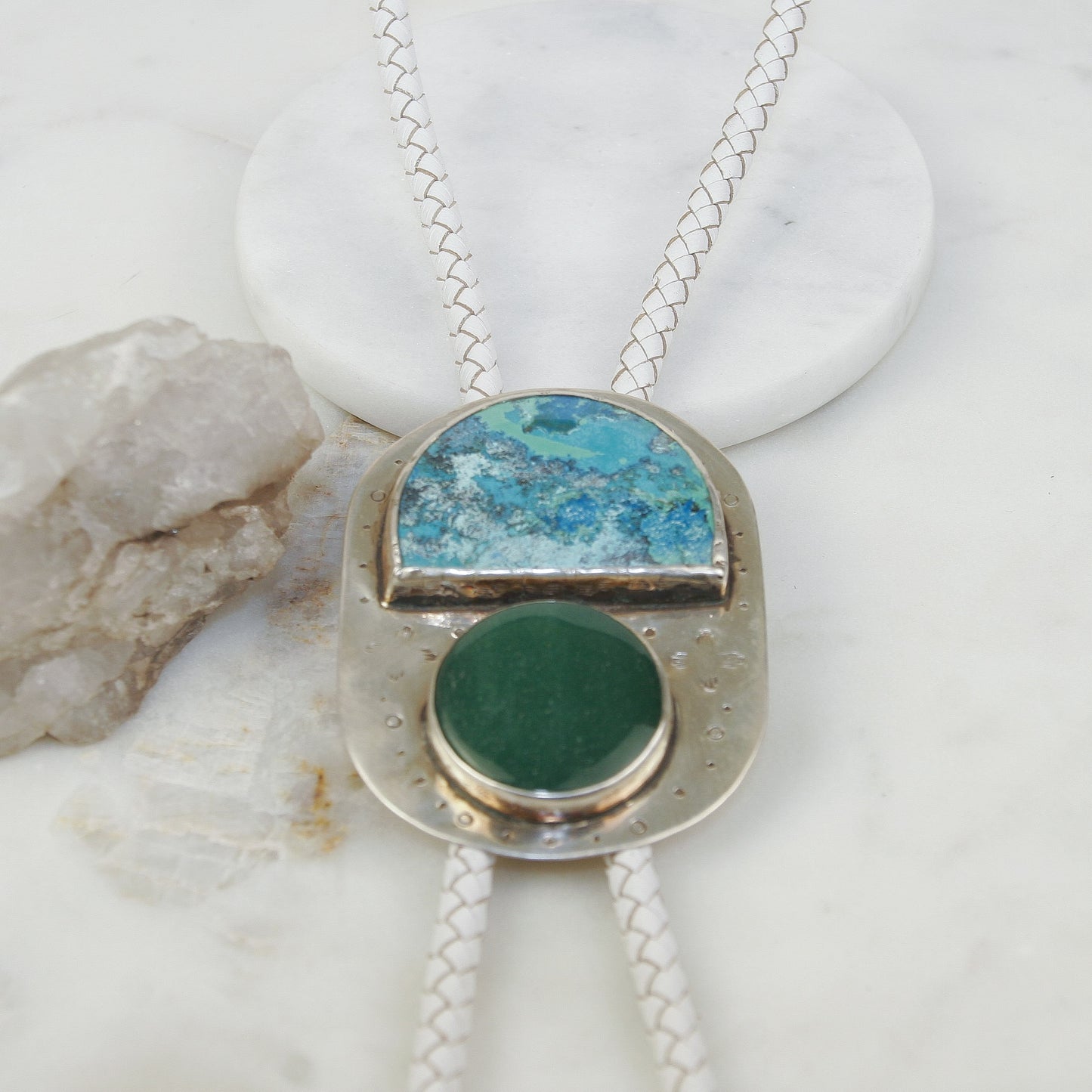 Chrysocolla and Jade Bolo Tie