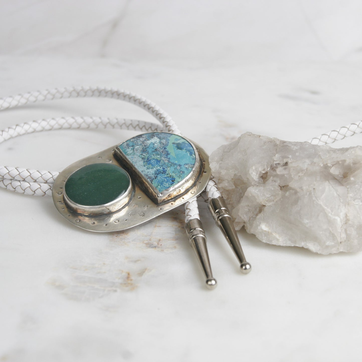 Chrysocolla and Jade Bolo Tie
