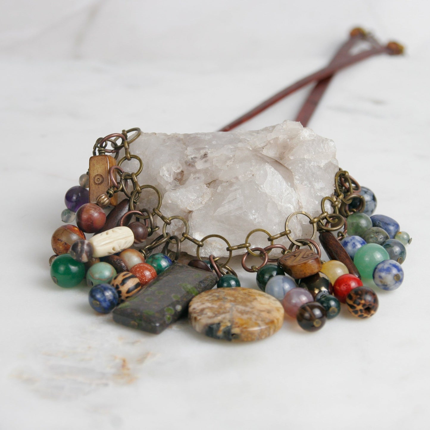Leather and Stone Choker