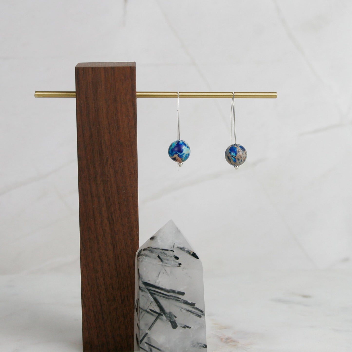 Imperial Jasper Long Ball Drop Earrings