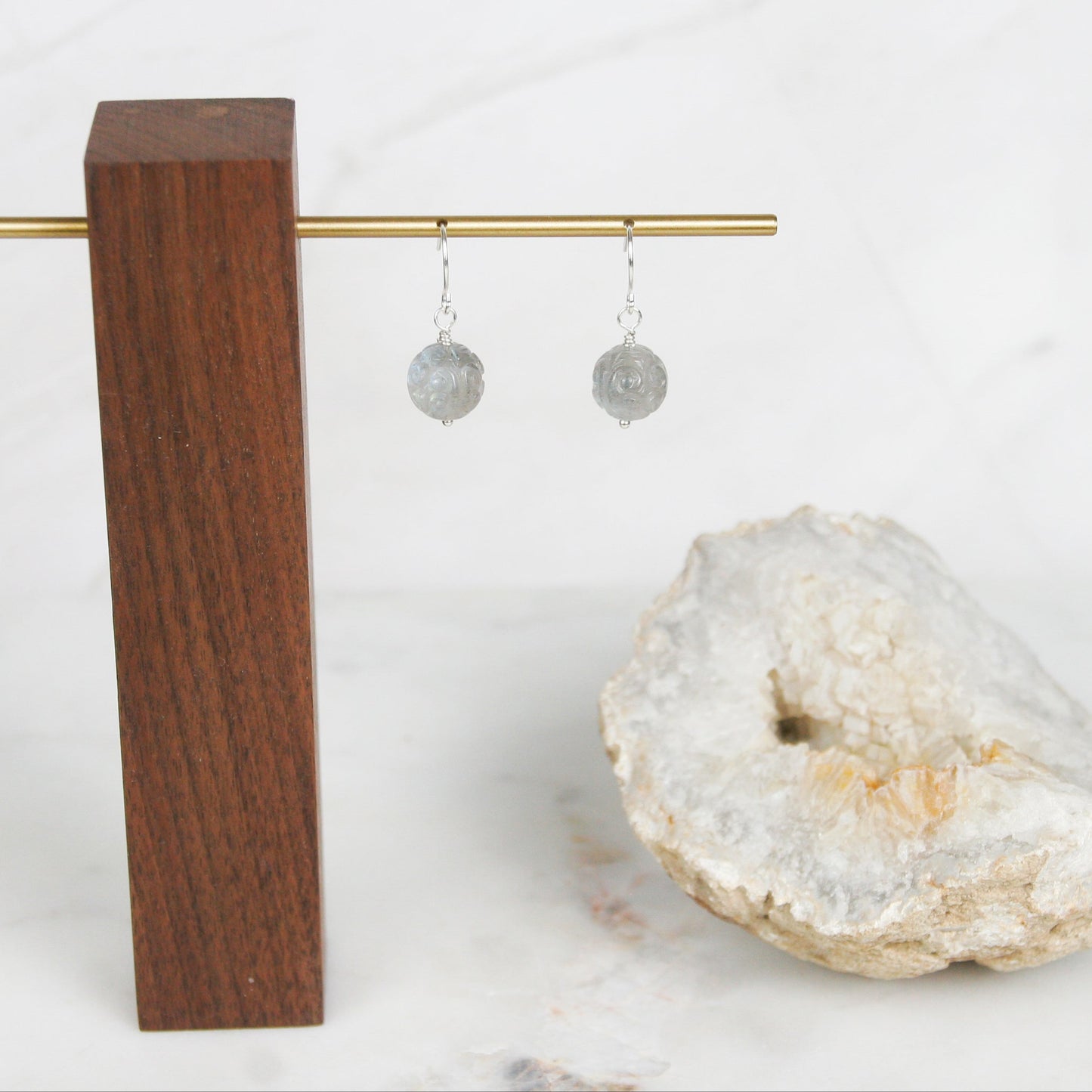 Carved Labradorite Earrings
