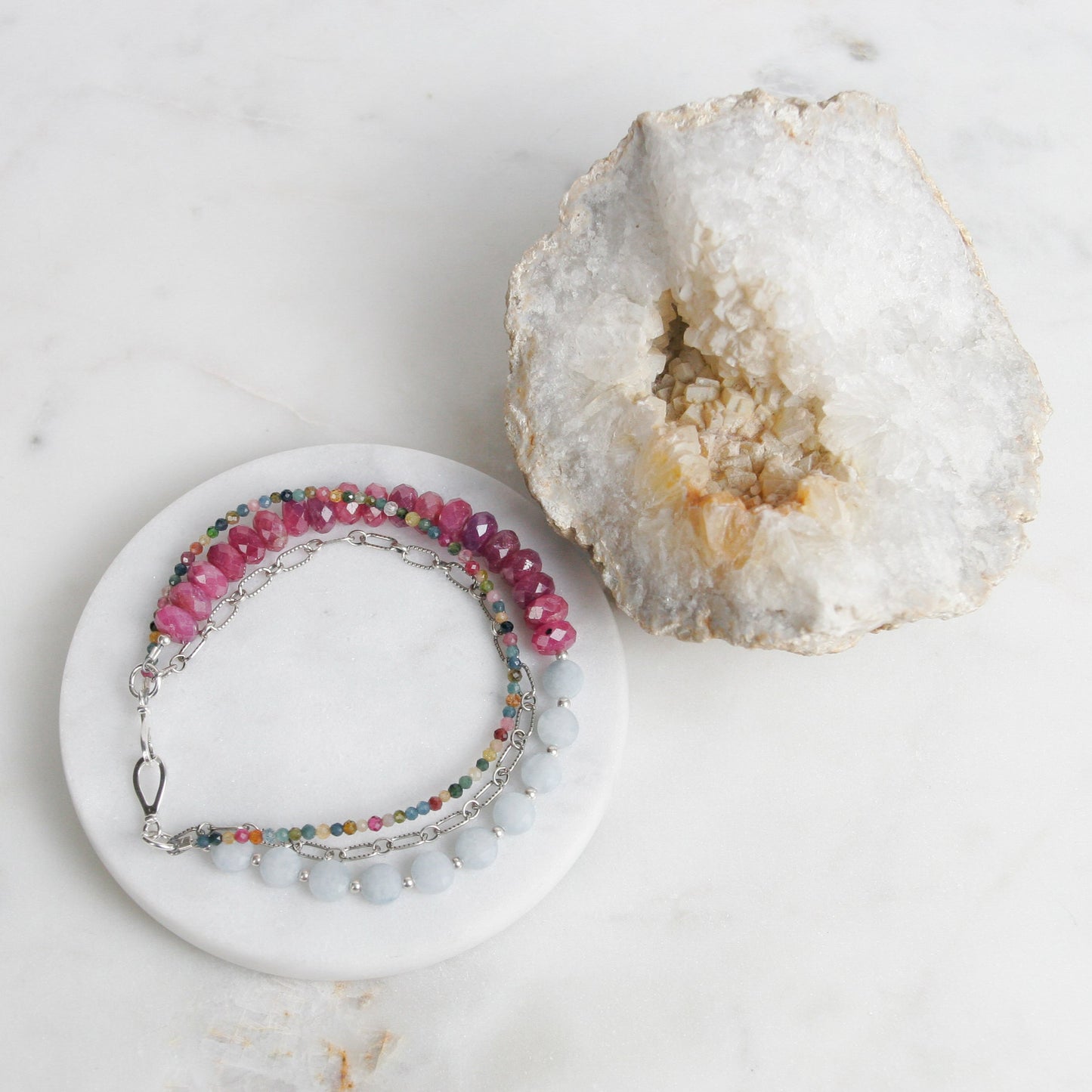 Ruby and Aquamarine Bracelet