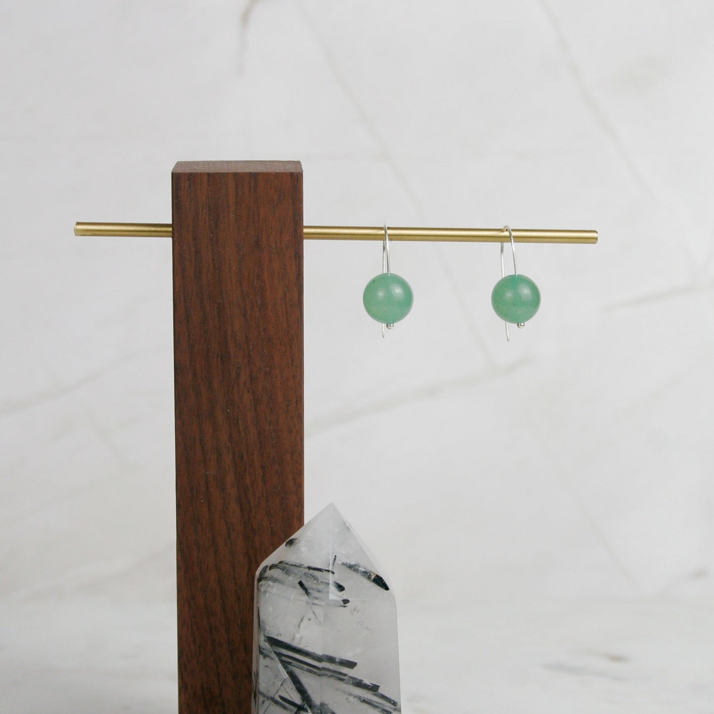 Aventurine Short Ball Drop Earrings