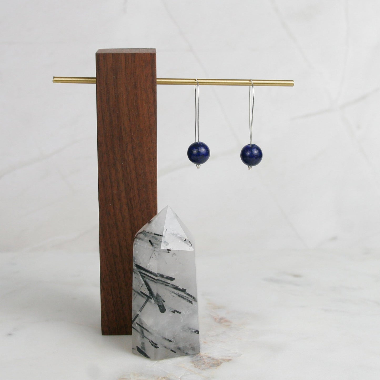 Lapis Long Ball Drop Earrings