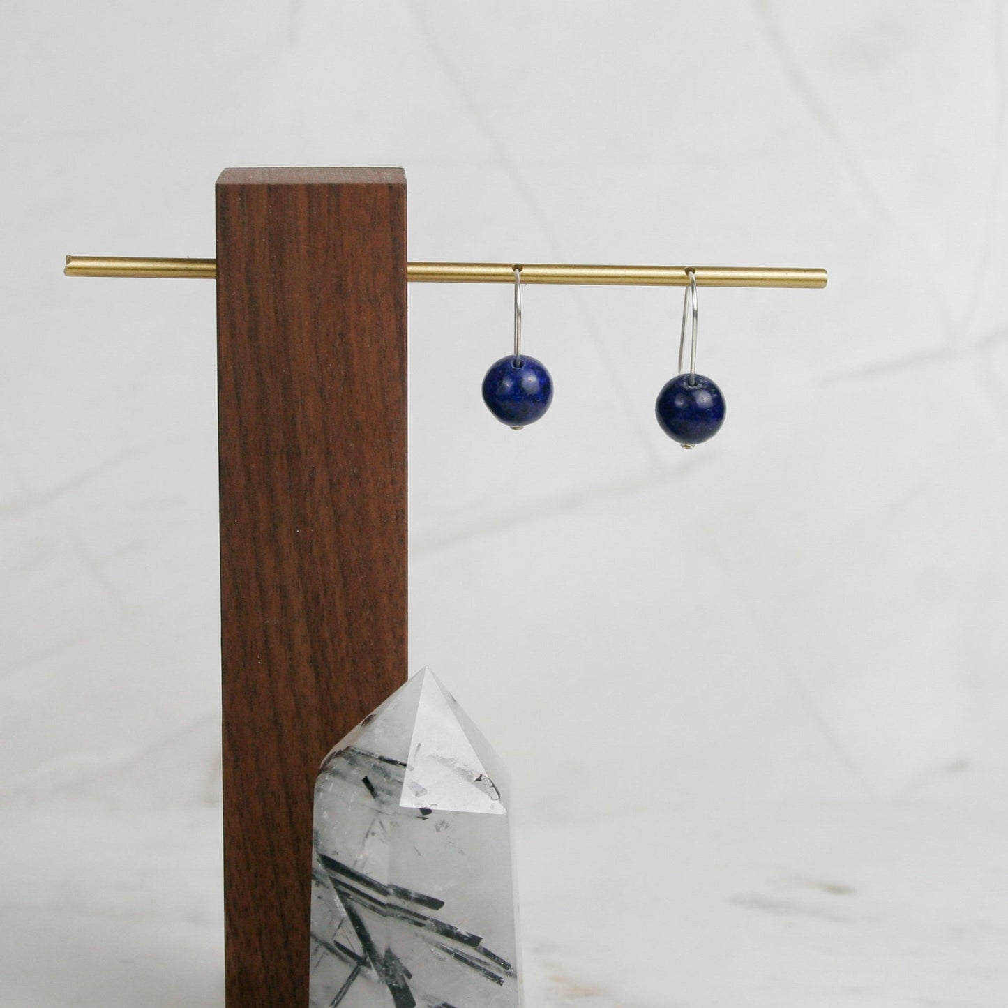 Lapis Short Ball Drop Earrings