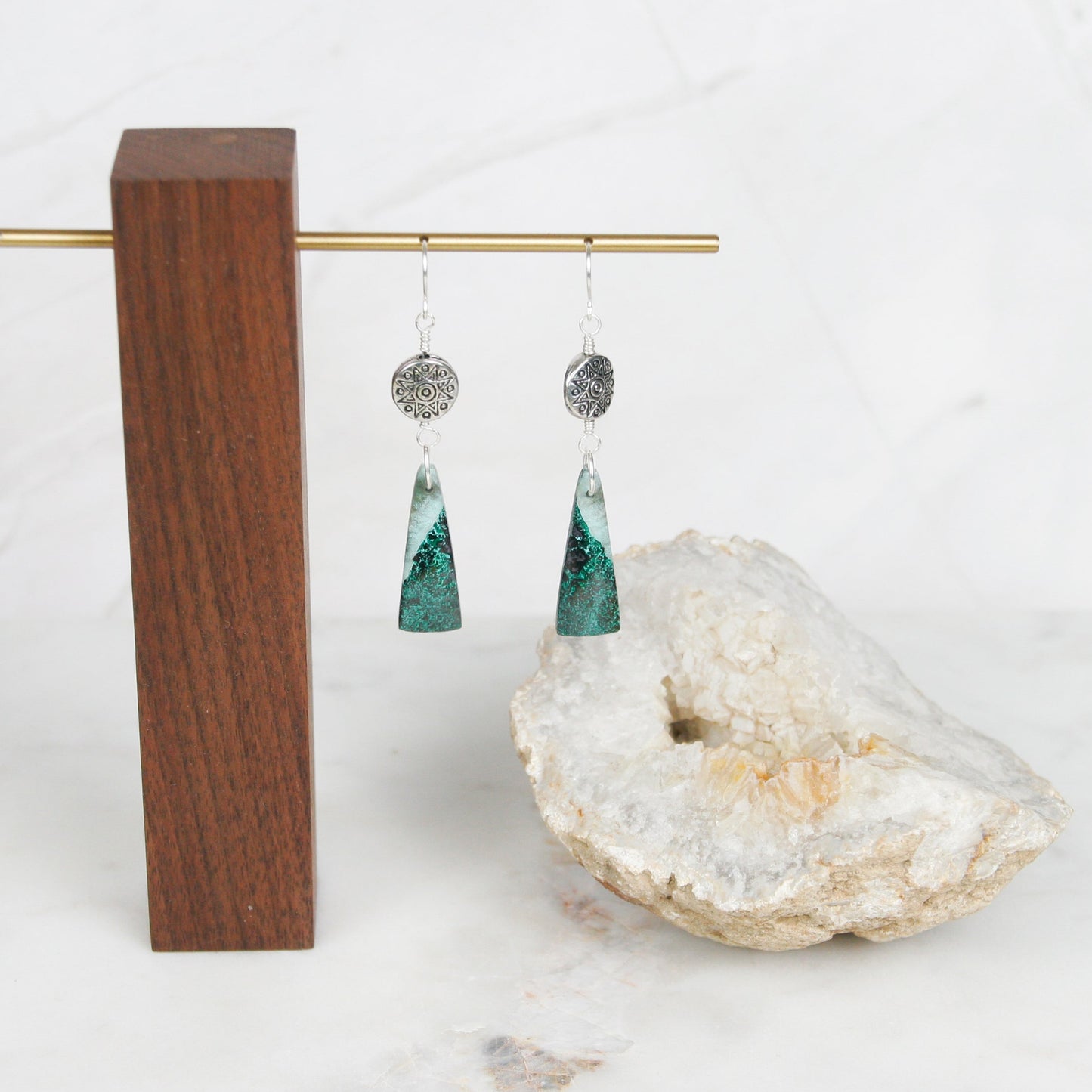Silver Star Chrysocolla Earrings