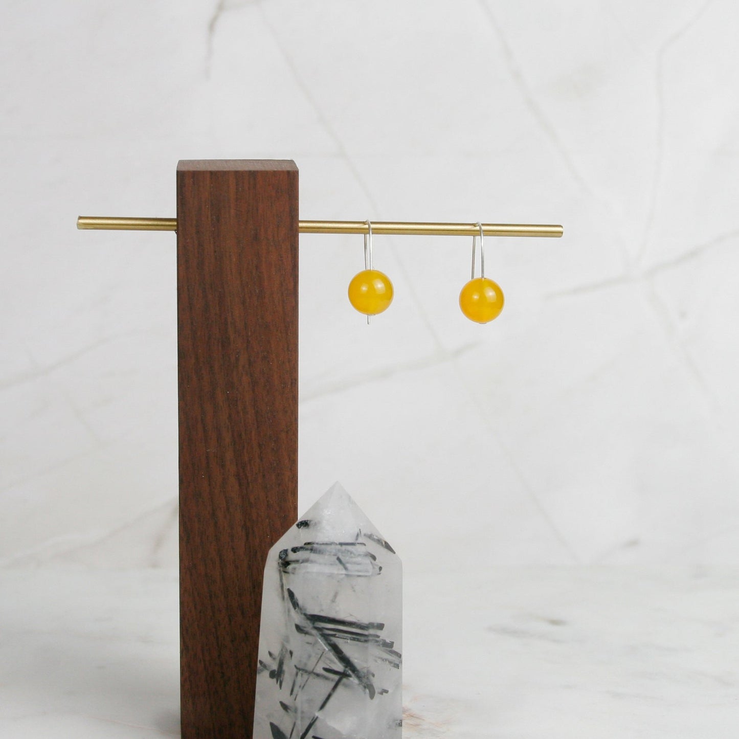 Yellow Aventurine Short Ball Drop Earrings
