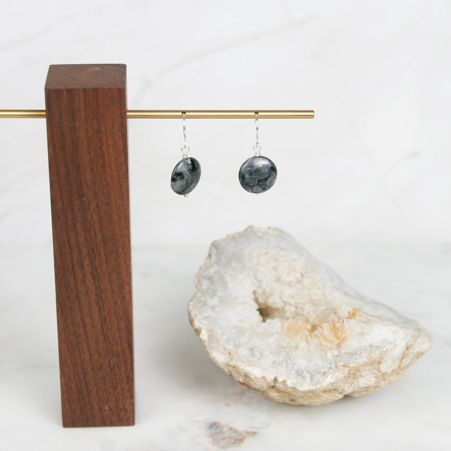 Simple Larvikite Earrings