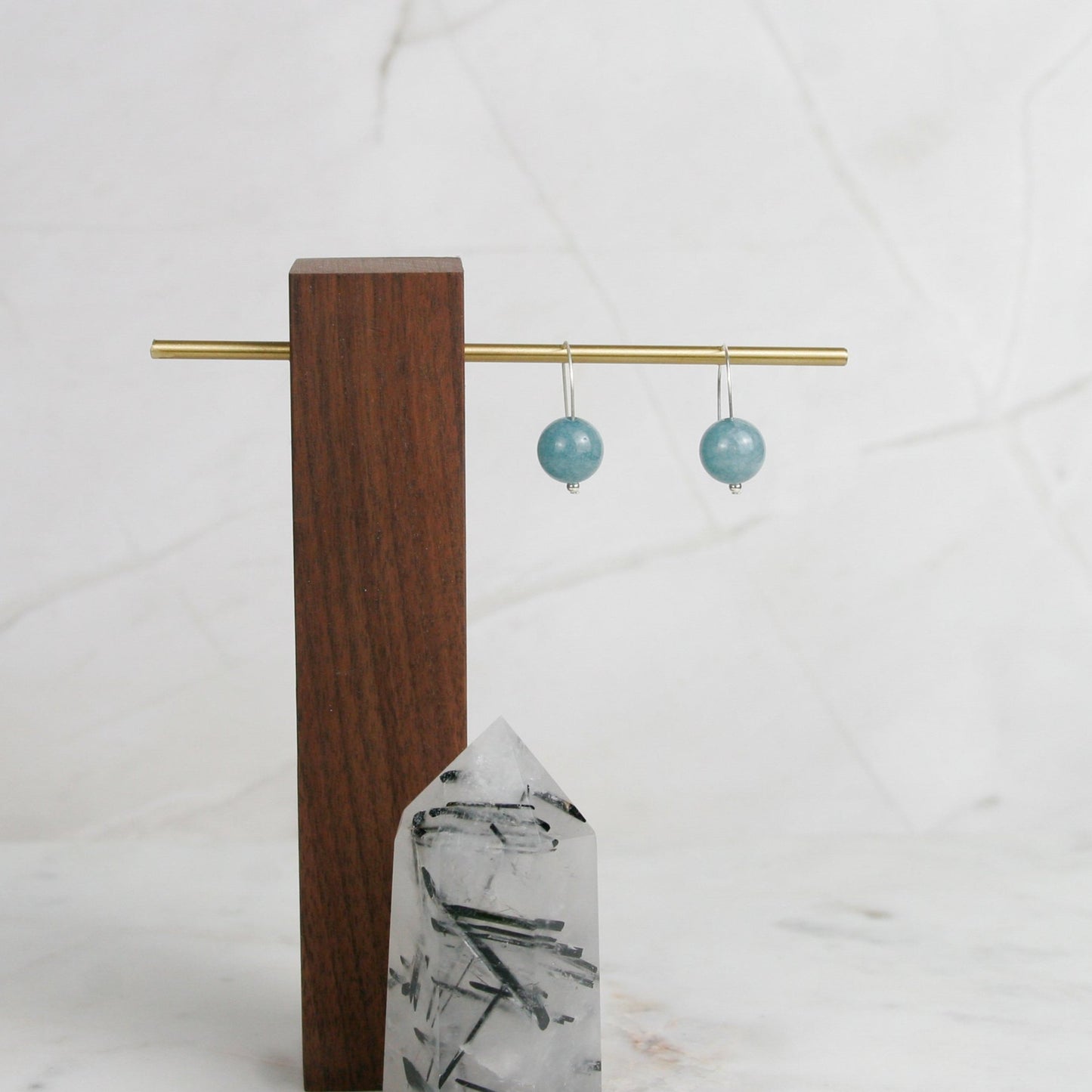 Aquamarine Ball Drop Earrings