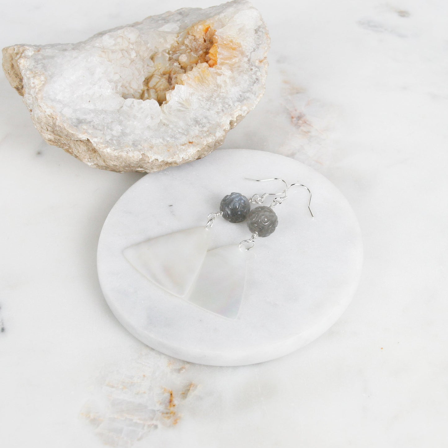 Shell and Labradorite Earrings