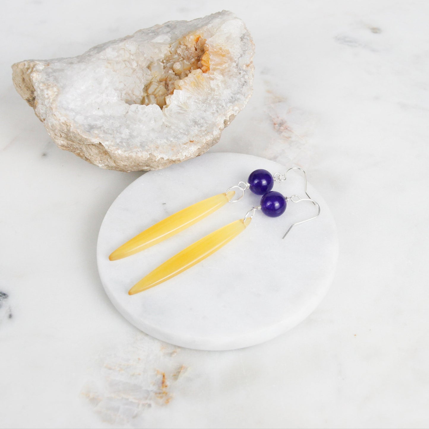 Yellow Cymophane Earrings