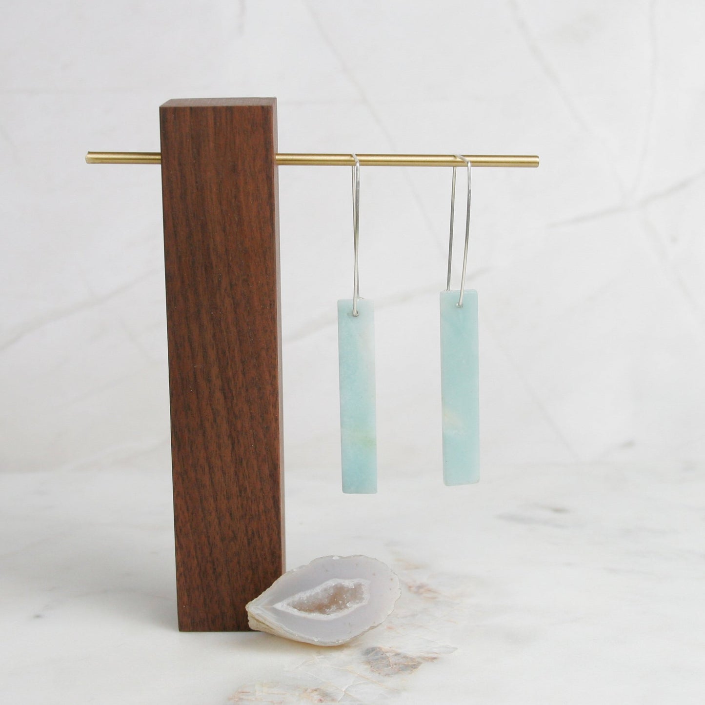 Blue Amazonite Bar Dangles