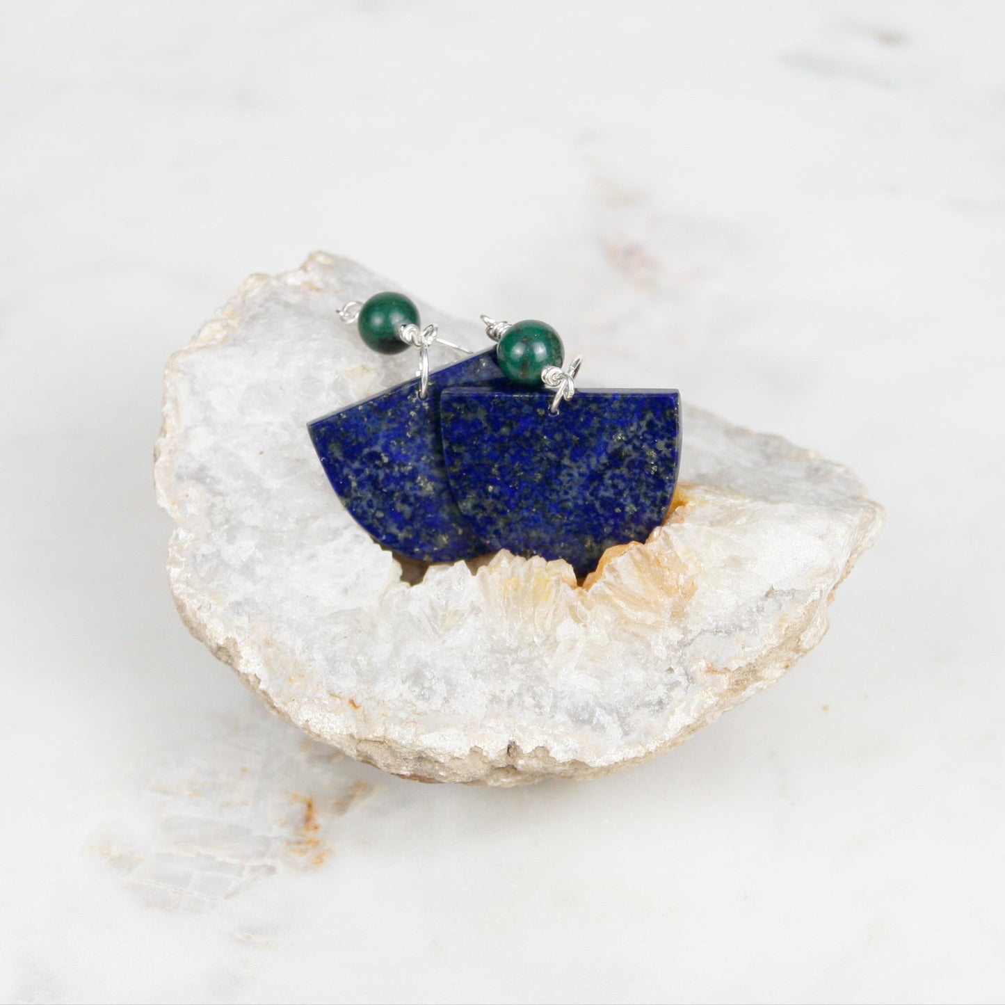 Unique Lapis and Jade Earrings