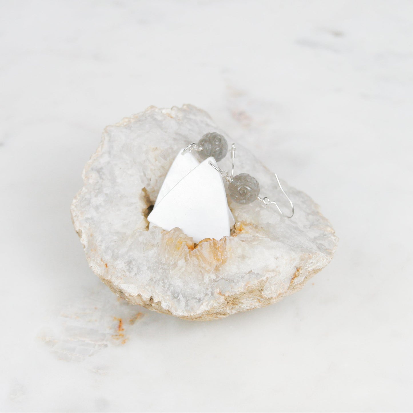 Shell and Labradorite Earrings