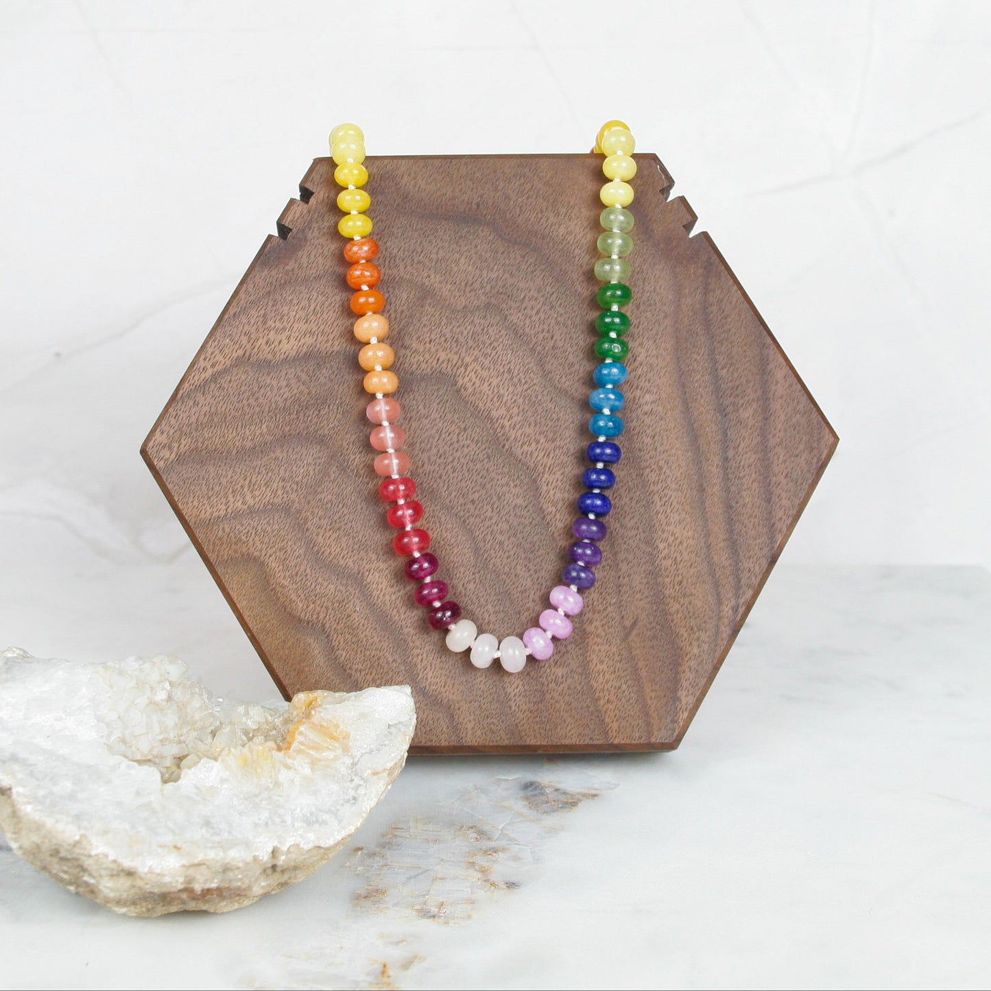 Muted Rainbow Jade Necklace