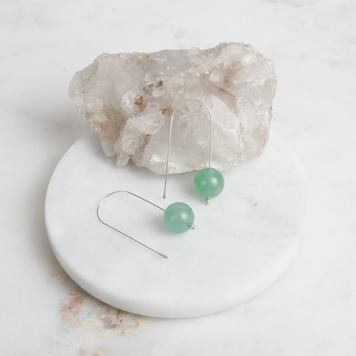 Aventurine Long Ball Drop Earrings