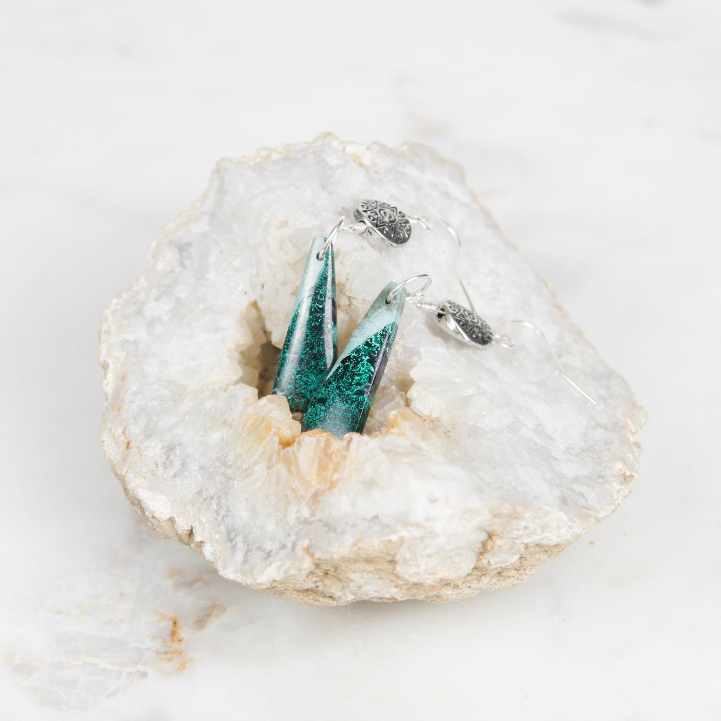 Silver Star Chrysocolla Earrings