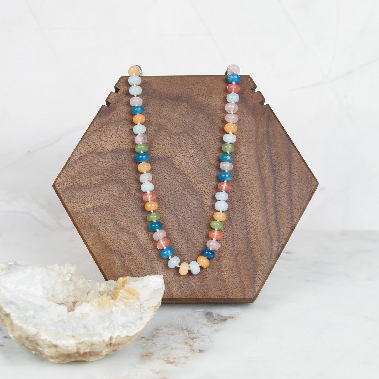 Pastel and Blue Jade Necklace