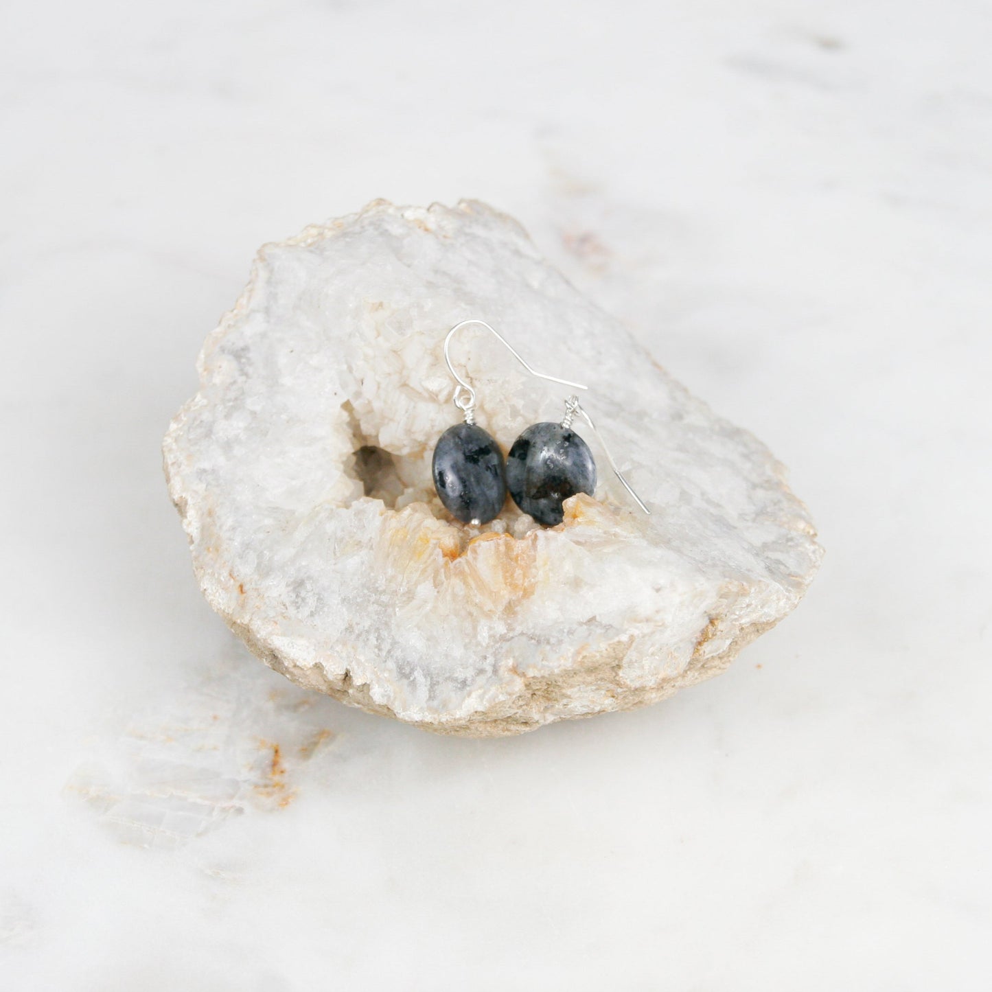 Simple Larvikite Earrings