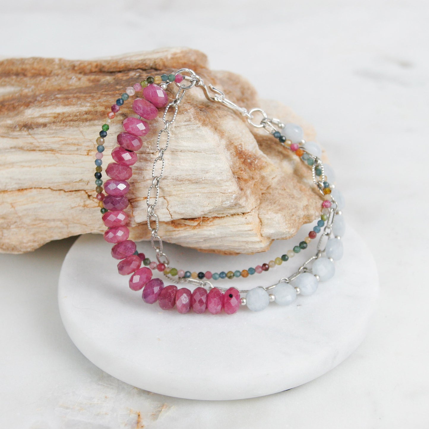 Ruby and Aquamarine Bracelet