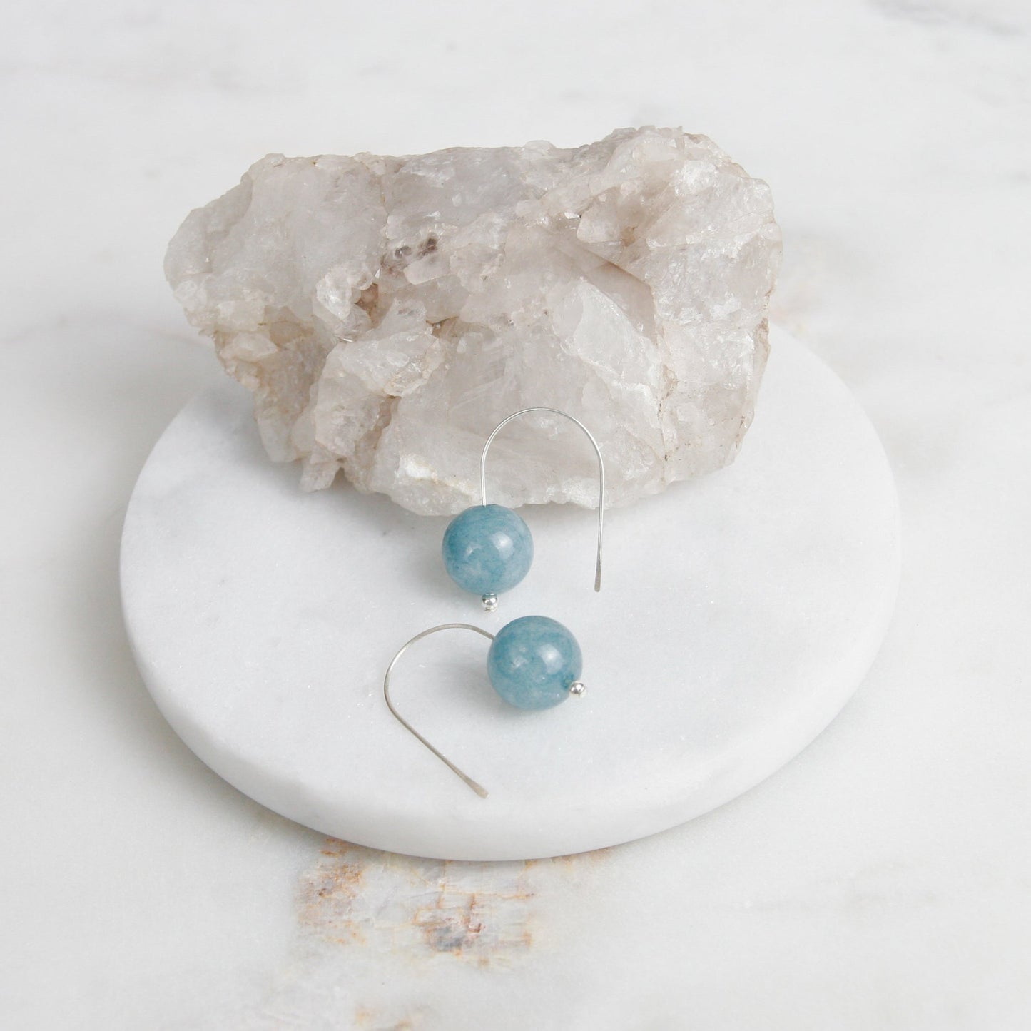 Aquamarine Ball Drop Earrings