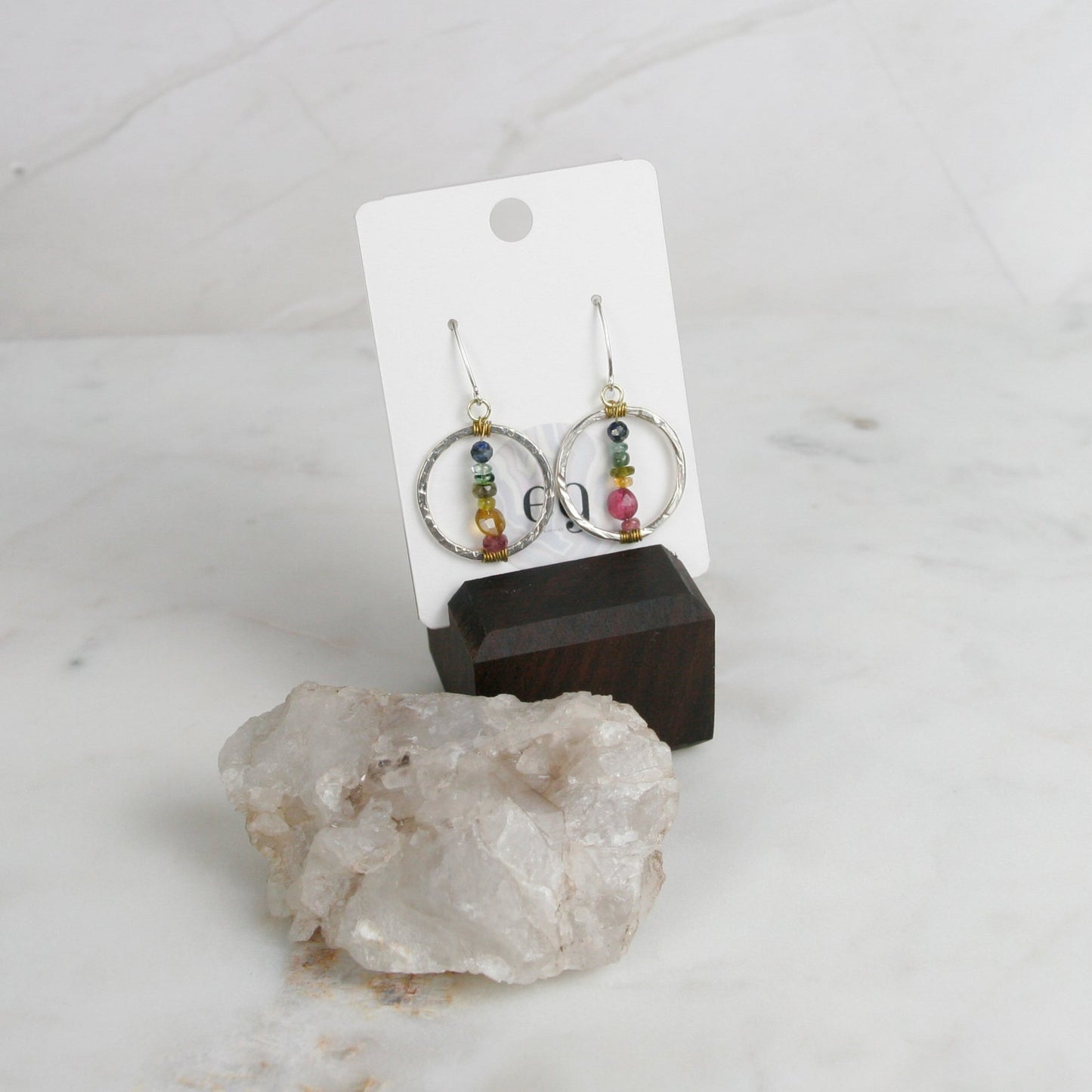 Round Rainbow Tourmaline Dangles