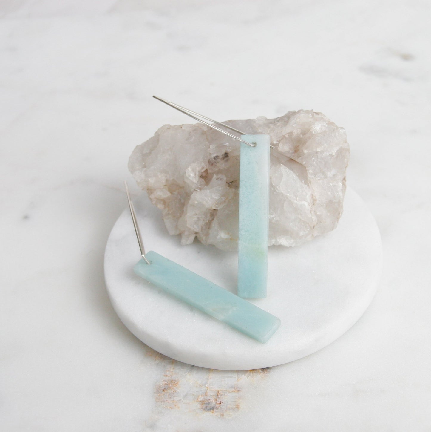 Blue Amazonite Bar Dangles