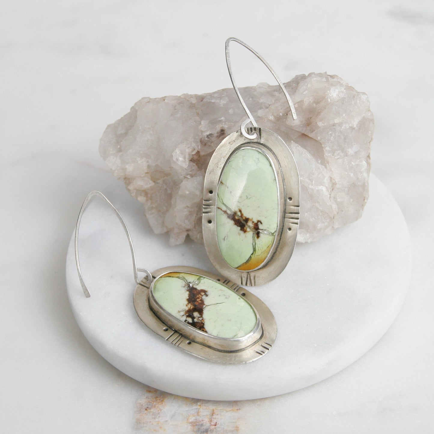 Lemon Chrysophase Dangle Earrings