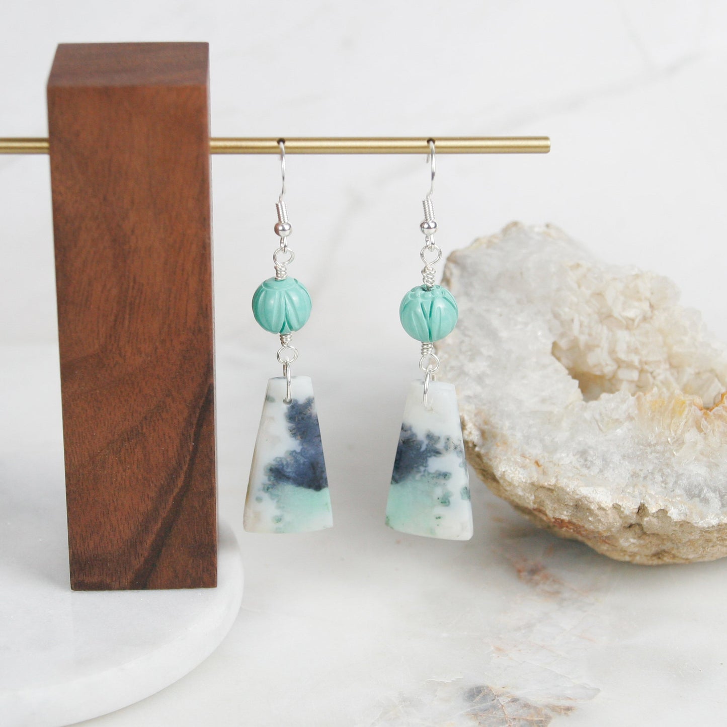 Opalized Petrified Wood Earrings