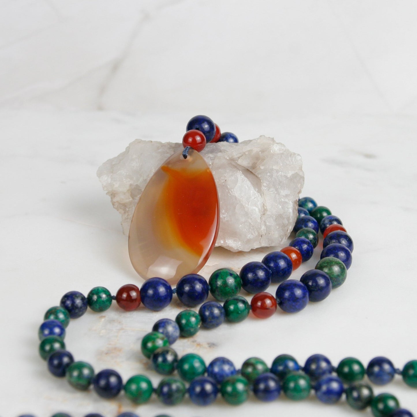 Azurite, Lapis, and Carnelian Necklace