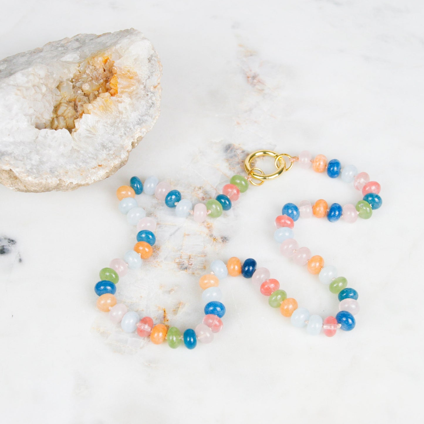 Pastel and Blue Jade Necklace