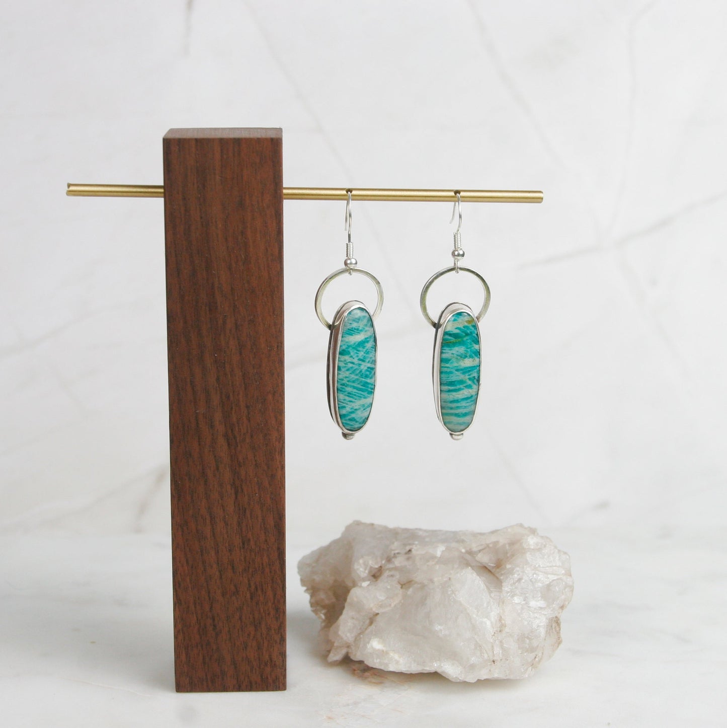 Striped Teal Amazonite Drop Earrings