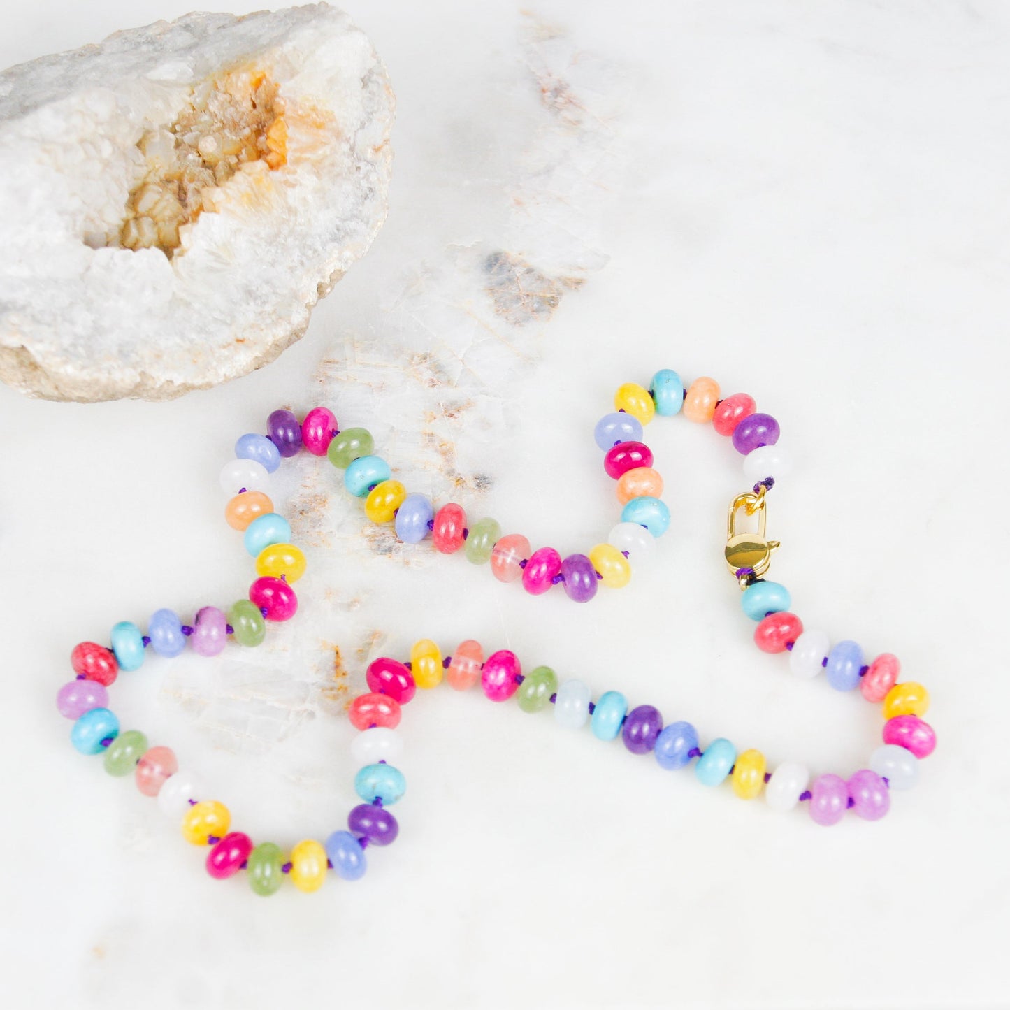 Candy Howlite and Jade Necklace