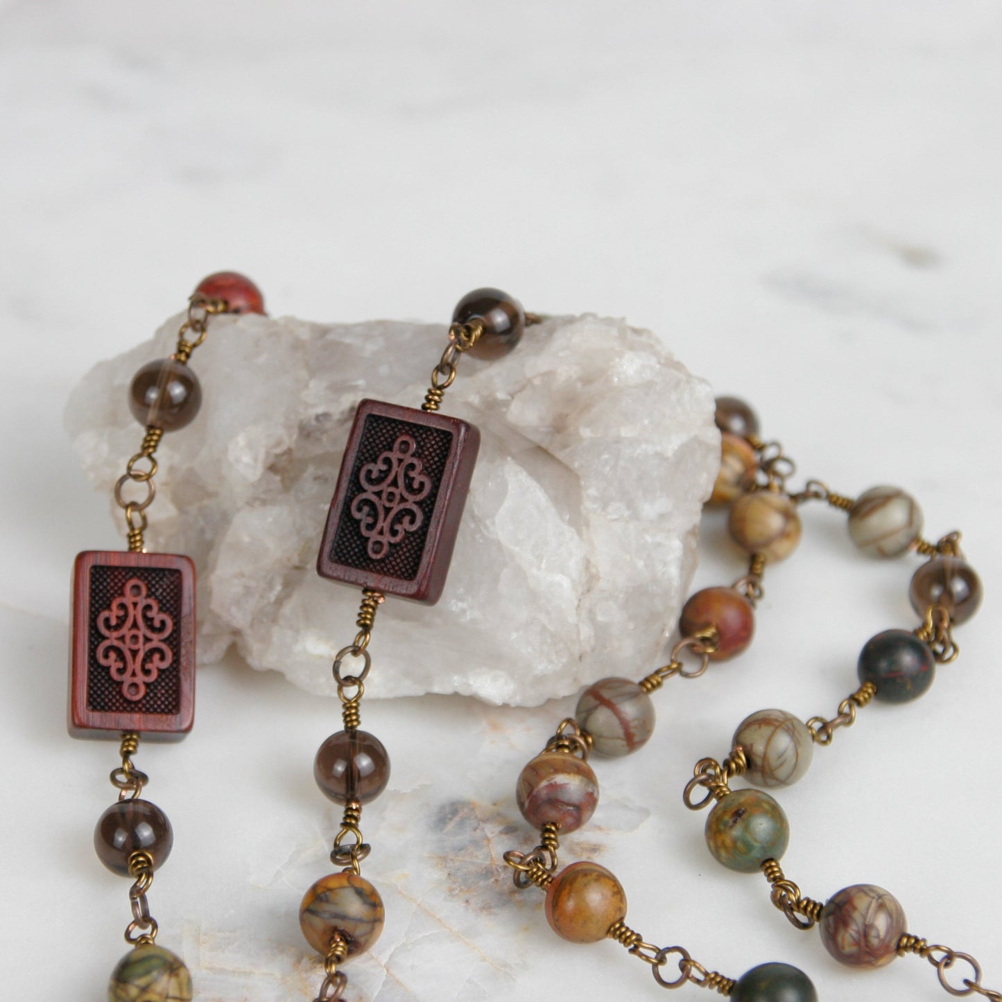 Hand Wired Red Cherry Creek Jasper Necklace and Pendant