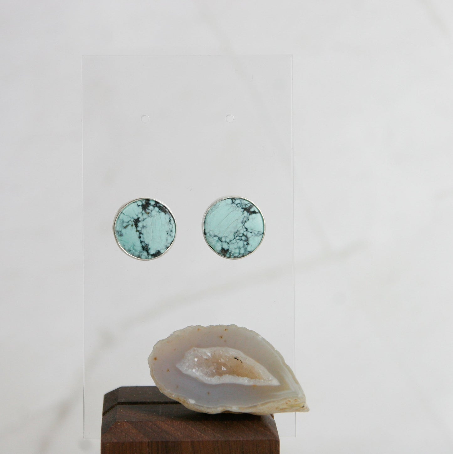 Round Green Variscite Post Earrings