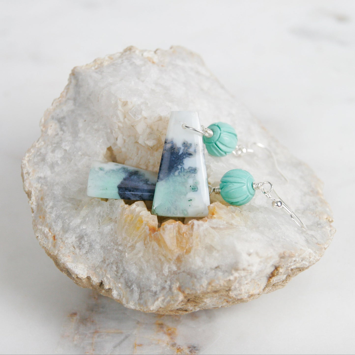 Opalized Petrified Wood Earrings