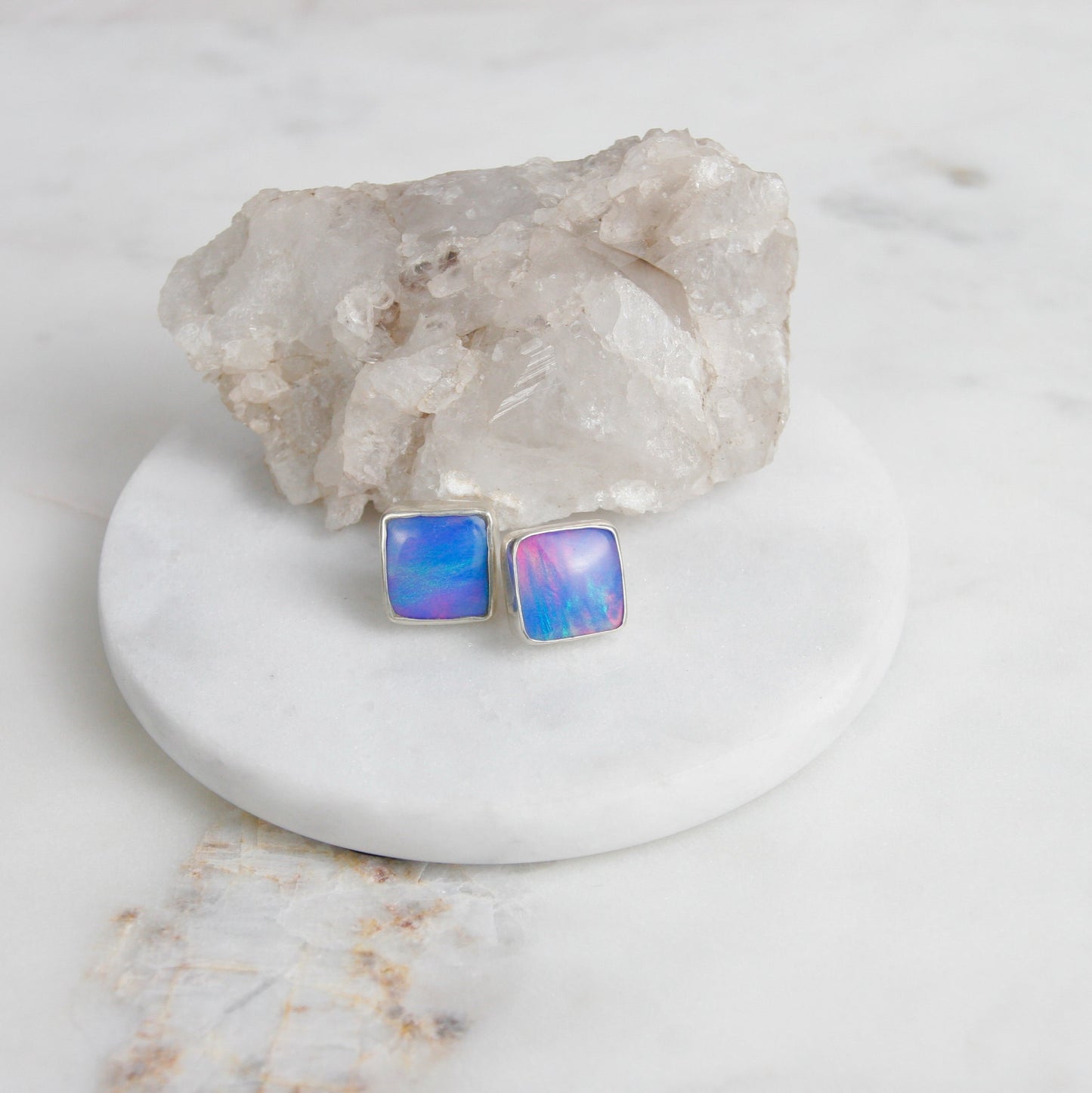 Light Blue Sunset Aurora Opal Square Posts