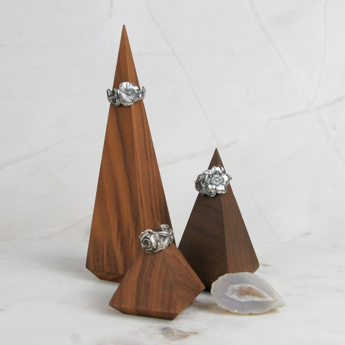 Antique Reed and Barton Floral Spoon Ring: Hollyhock