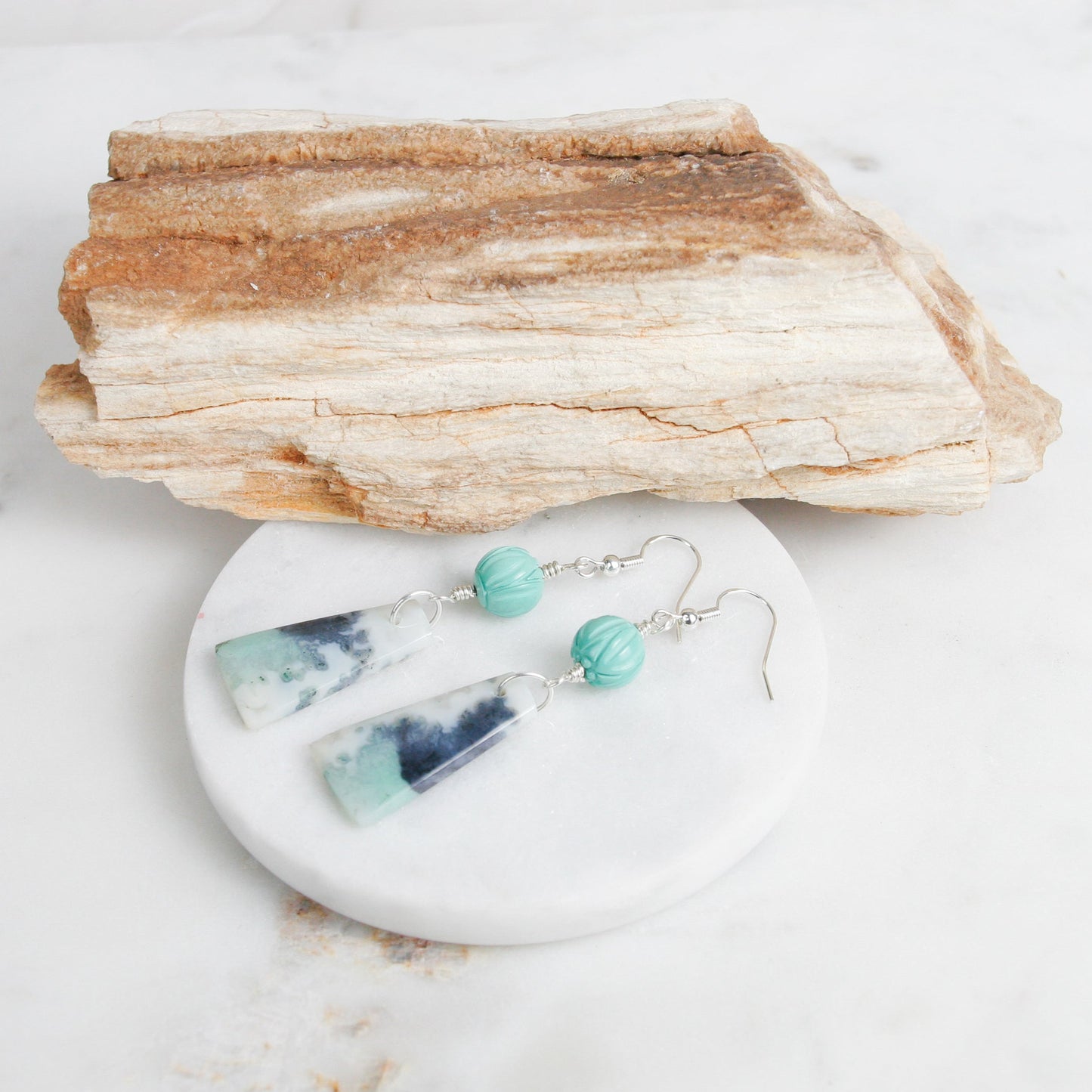Opalized Petrified Wood Earrings