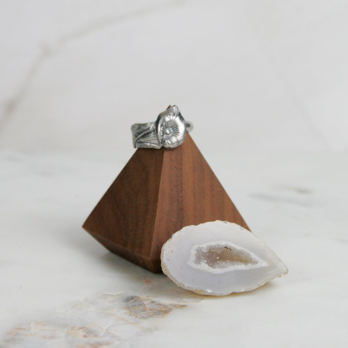 Antique Reed and Barton Floral Spoon Ring: Calla Lily
