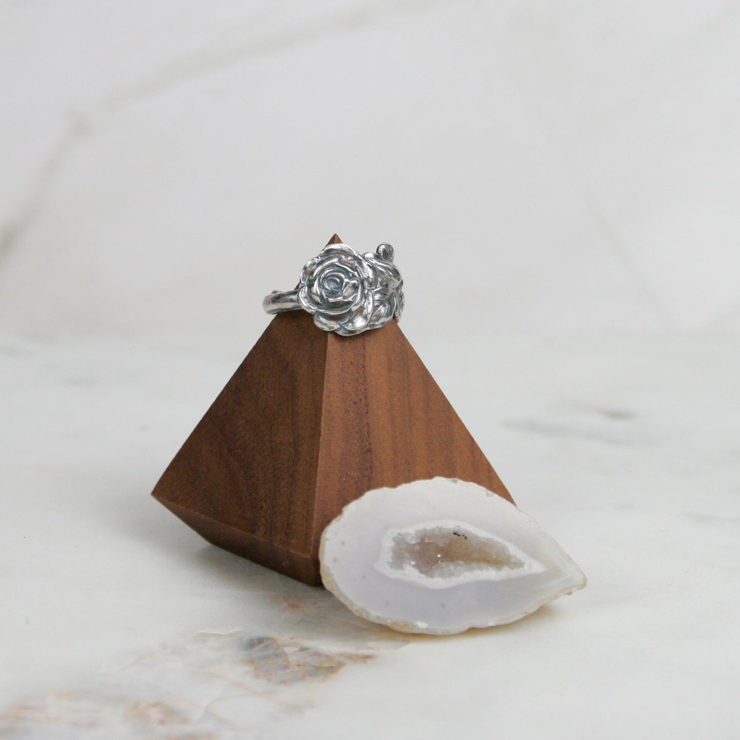Antique Reed and Barton Floral Spoon Ring: Tea Rose