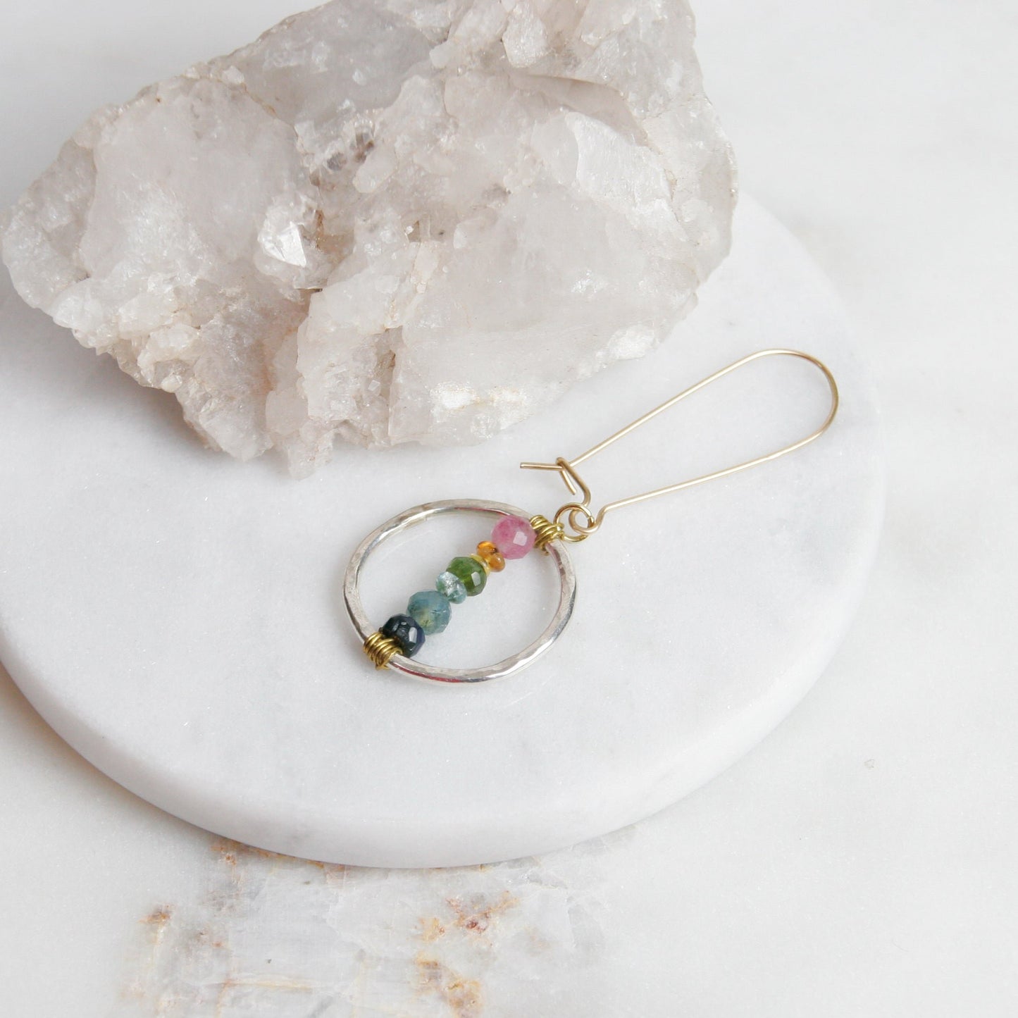 Round Rainbow Tourmaline Dangles