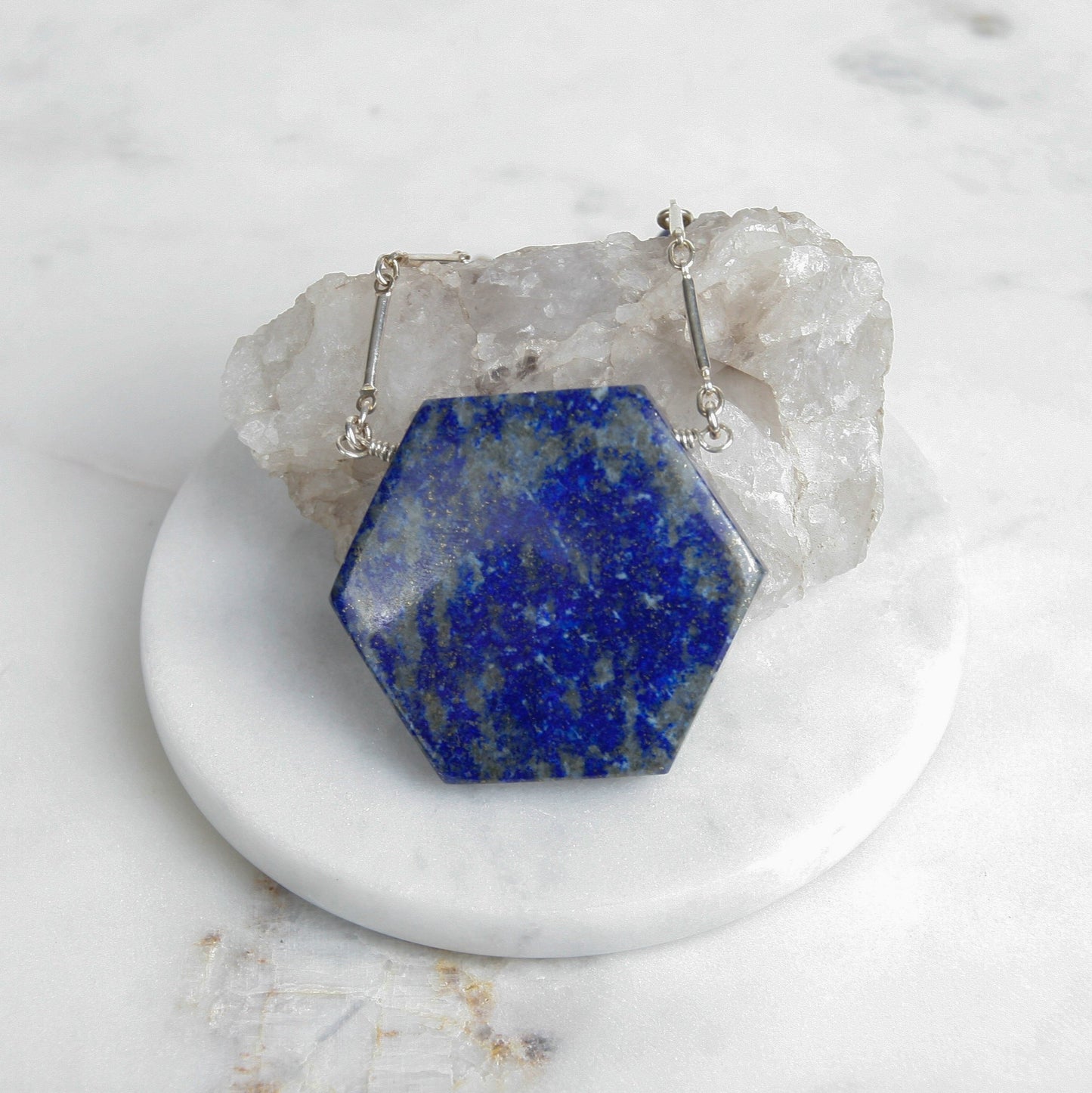 Lapis Hexagon Necklace