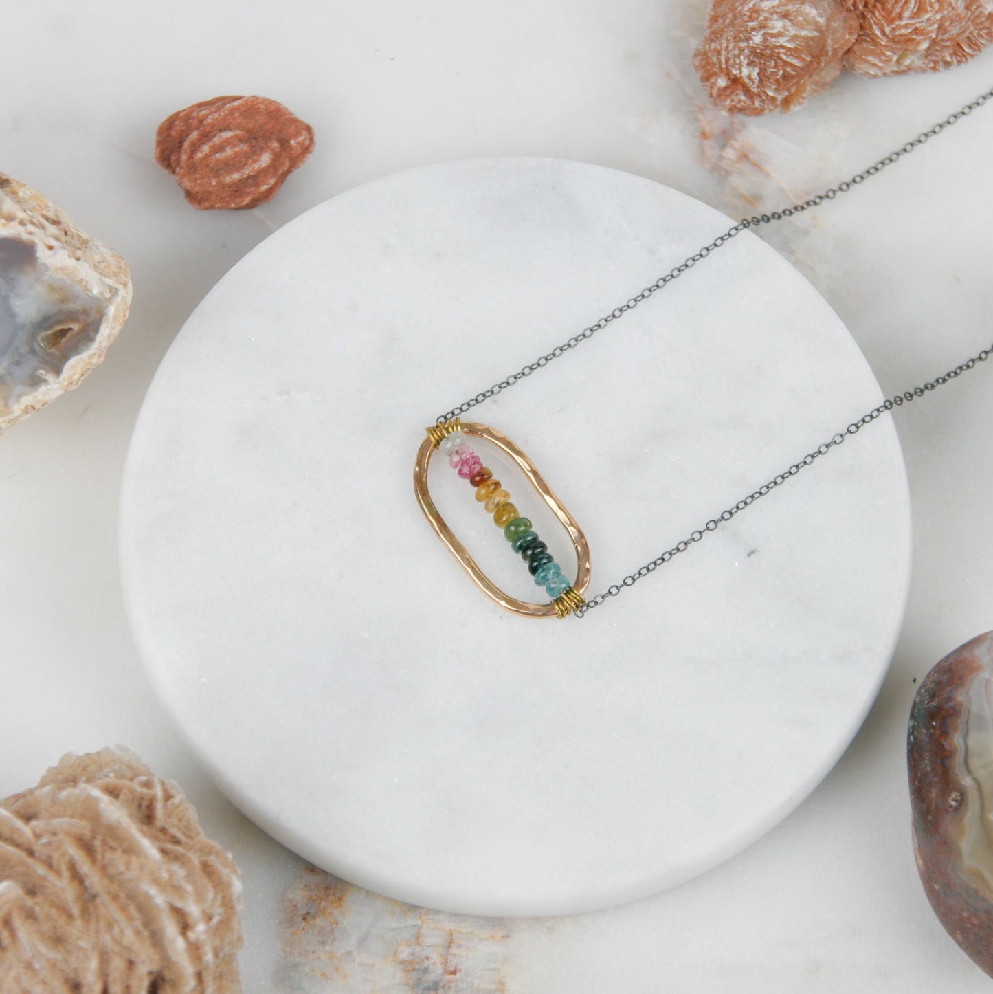 Oval Rainbow Tourmaline Necklace