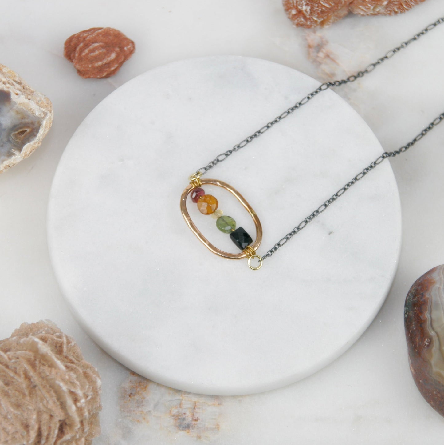 Oval Rainbow Tourmaline Necklace