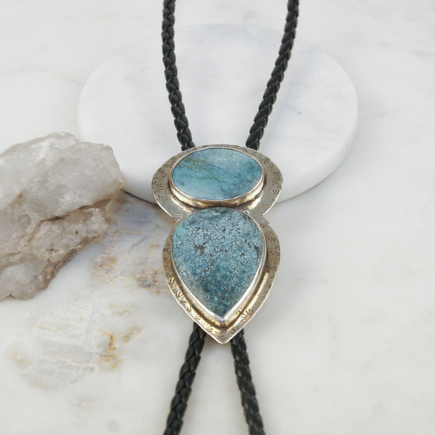 Natural Blue Turquoise Bolo Tie