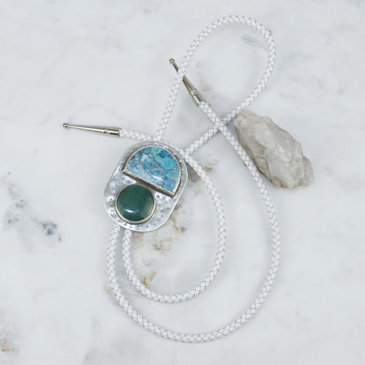 Chrysocolla and Jade Bolo Tie