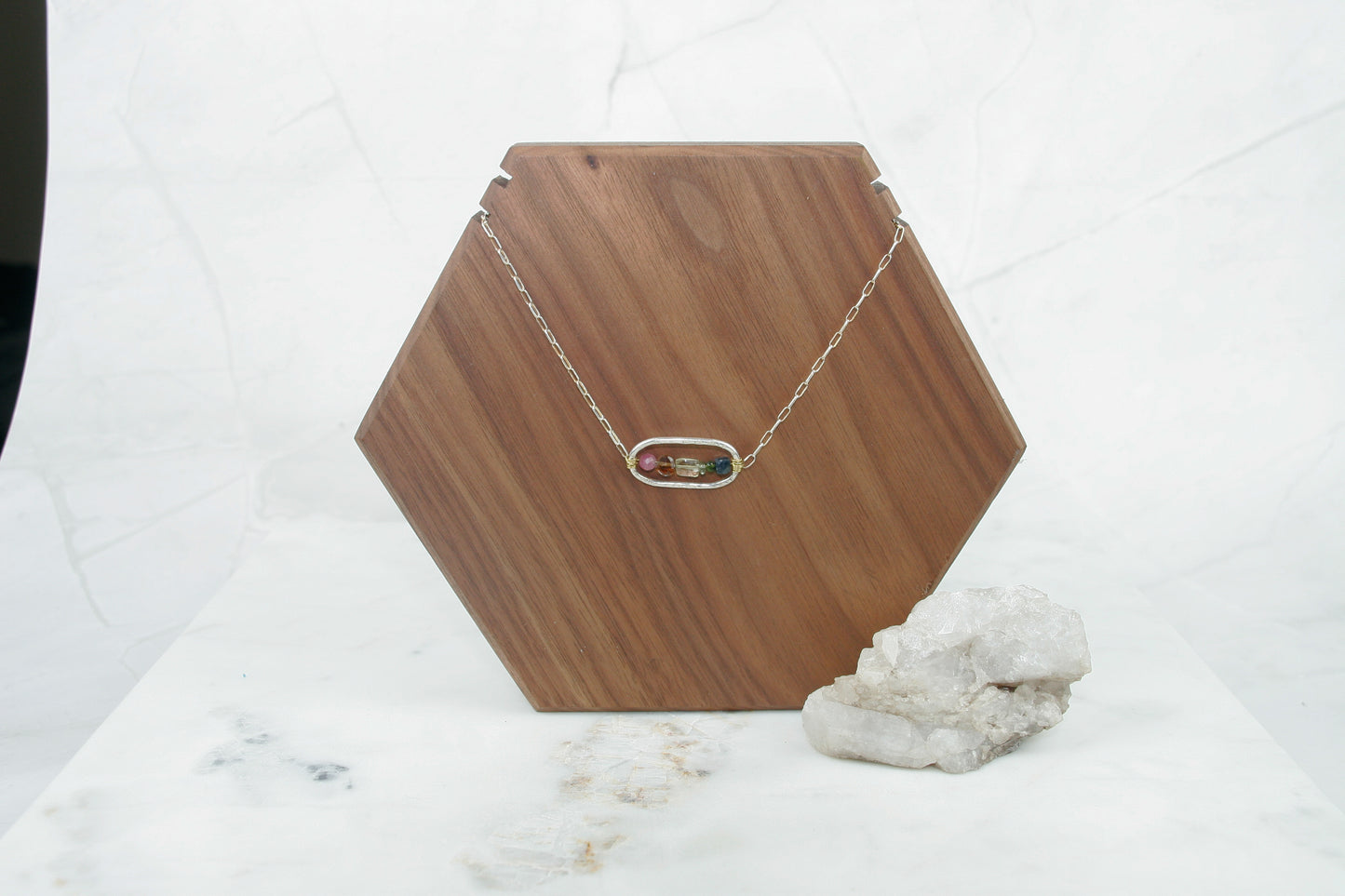 Oval Rainbow Tourmaline Necklace