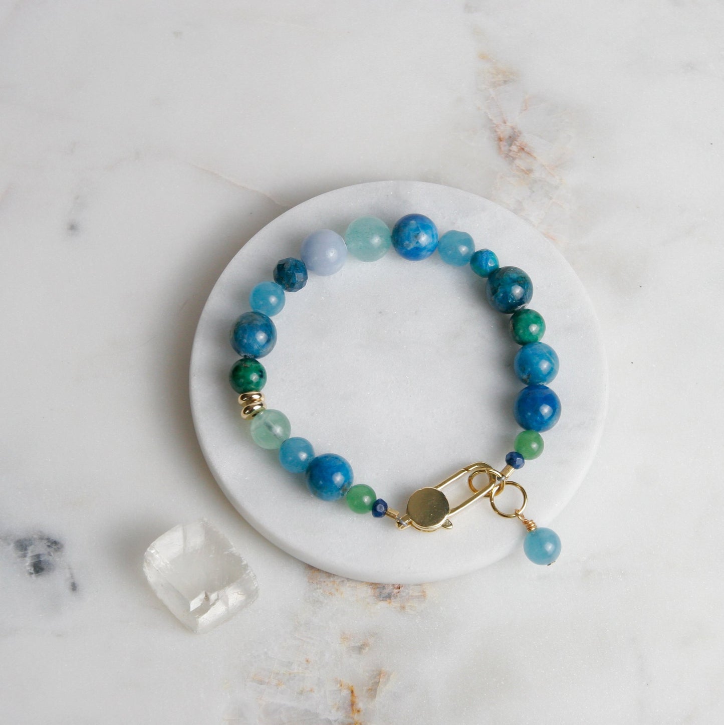 Teals and Greens Bead Bracelet